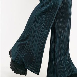 Wide leg flare plisse pants